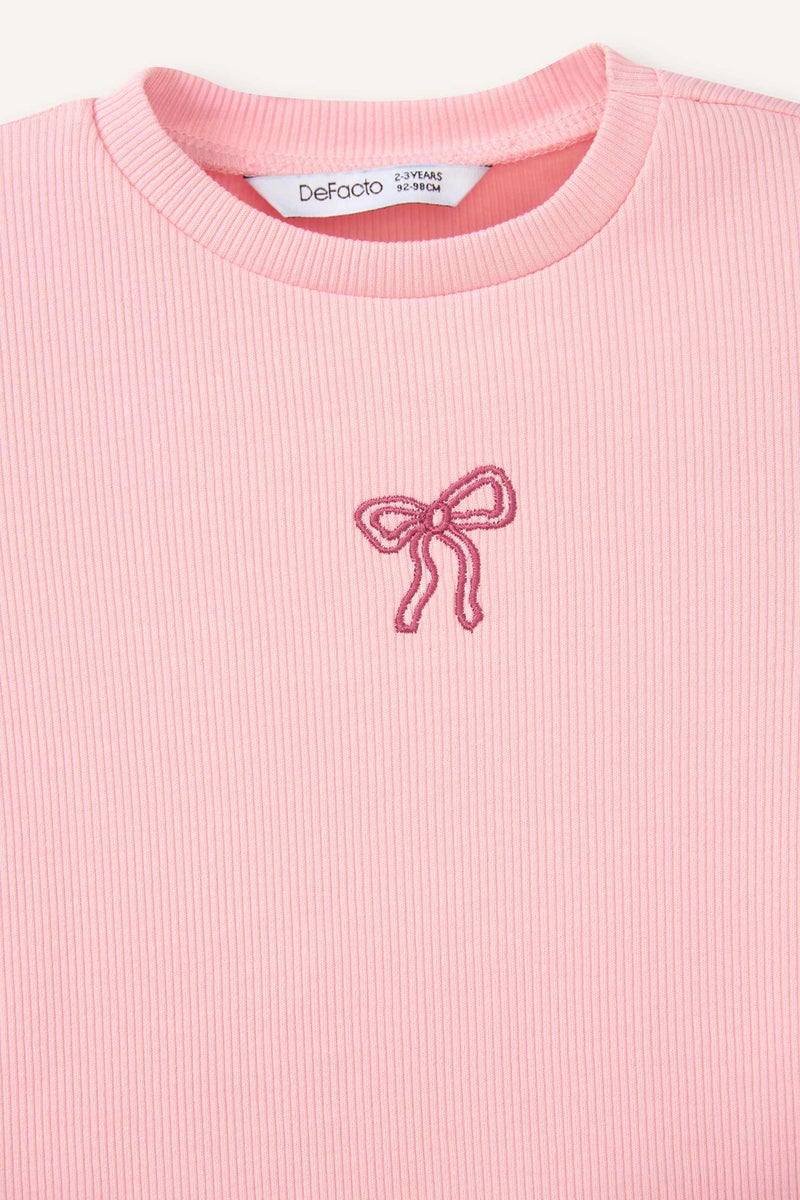 ديفاكتو تيشيرت بيبي بناتي فلورال نص كم مضلع قصة عادية - Image 3